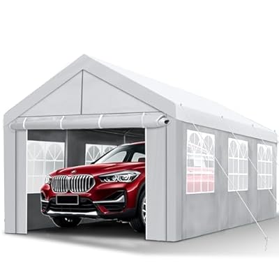 Carport, Heavy Duty 10x20 Carports, UV Protection & Waterproof Canopy Tent, Elegant Design, Multifunctional Outdoor Use for Events & Car Protection (White)