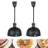 Lámpara Retráctil Para Calentar Alimentos, Ajustable Colgante Para Uso Comercial Para Restaurantes, Cocinas Y Cafeterías, Calibre 29 Cm/11,41 Pulgadas(Negro,2PCS)