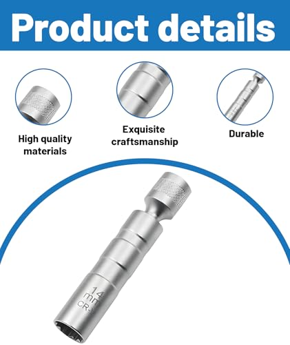 Image of Spark Plug Socket,14mm Ultra Thin Spark Plug Socket Wrench, Long Reach Spark Plug Removal Tool for Tight Engine Spaces