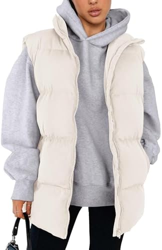 PRETTYGARDEN Women's Puffer Jacket Vests 2025 Fall Casual Sleeveless Stand Collar Zip Up Coats Warm Winter Outerwear