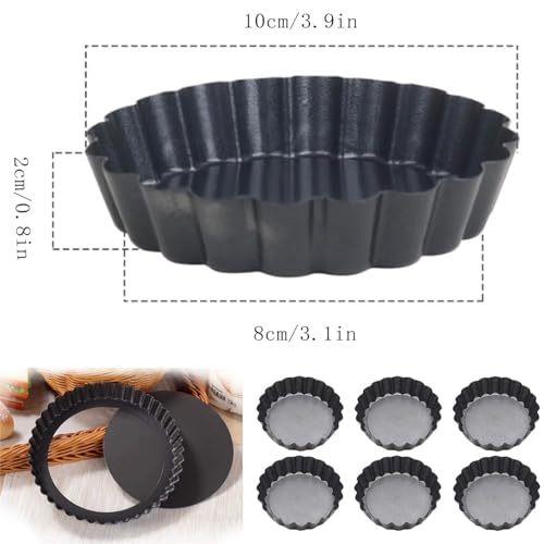 Miniatura 6 de Ezranova 4 Unidades De Mini Latas De Tarta, Latas De Quiche Con Base Suelta, Moldes Para Tarta De Queso, Funda De Flane, Mini Pasteles, Vajilla Quiche, Traje Para Hornear Y Cocinar