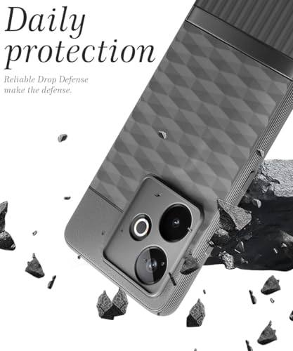 Image of WOW IMAGINE Back Cover for Realme GT 7 5G | Realme GT 7T 5G with Hexa Cube Design | Ultra Slim Soft Rubberised Case | Inner Velvet Fabric | Matte Silicone Mobile Case | Camera Protection - Grey