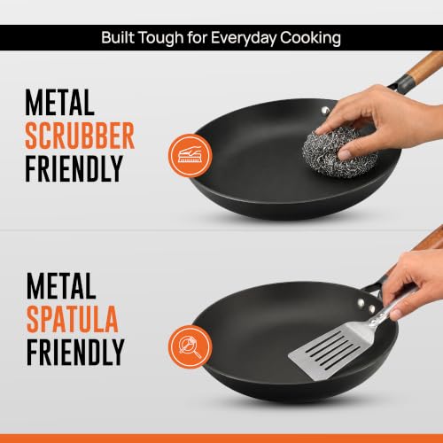 Image of KROSLO Lightweight Cast Iron Fry Pan 24 cm | 100% Non-Toxic | Naturally Non Stick | Rust Resistant | Metal Spatula Friendly | Baby Food Safe