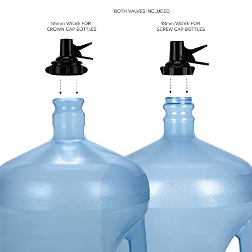 Brio Stainless Steel 3-5 Gallon Water Jug Stand And 2 Dispenser Valves, Rust-Resistant Non Slip Water Stand With Bpa Free Fast Flow Water Spout Fits Both 48Mm And 55Mm Bottles 2 Caps Included (Black) #TOP3