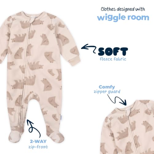 Image of Gerber Baby Boys & Girls 3-Pack Fleece Footed Pajamas