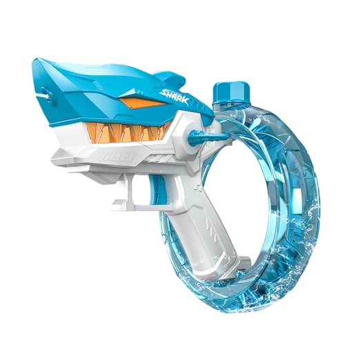 RMISODO Automatic Squirt Guns Toys, Shark Automatic Water Blaster Toys, Electric Water Gun for Adults & Kids,300cc Large Capacity, Long Range 24-32 FT,Summer Swimming Pool Party and Outdoor (Blue)
