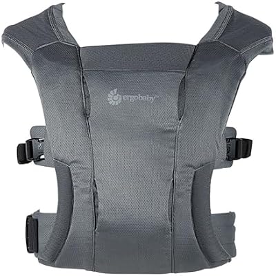 Ergobaby Embrace Soft Air Mesh Portabebé para recién nacidos, canguro portabebé ergonómico 2 posiciones, Washed Black
