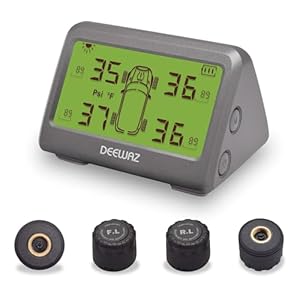 Tire Pressure Monitoring System, DEEWAZ MY66 Solar TPMS, Tire Pressure Monitor System with 4 External Sensors, 0-116 PSI for Car RV SUV MPV Pickup Sedan Off-Road