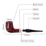 Dr. Watson - Fajka tytoniowa, klasyczny kształt Billiard, ręcznie wykonana z korzenia briar, pasuje do filtra 9 mm (Mahoniowa)