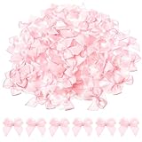 Ymapinc 100Pcs Pink Ribbon Small Bows for Crafts - 1 inch Little Tiny Fabric Bows for Crafts DIY Wedding Birthday Invitation Decor Gift Wrapping Pink Theme Party Decoration and Sewing on Cloth