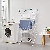 Vivo Technologies 3 Tier Deluxe 14m Foldable Clothes Airer, Washing Line Horse Laundry Dryer Indoor Folding Drying Racks 4 Corner Hooks White - Image 2