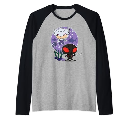 Aquaman Movie Chibi Black Manta and Ocean Master Raglan Baseball Tee