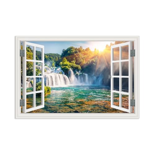 Effet fenêtre ouverte sur la nature avec ce grand tableau de salon