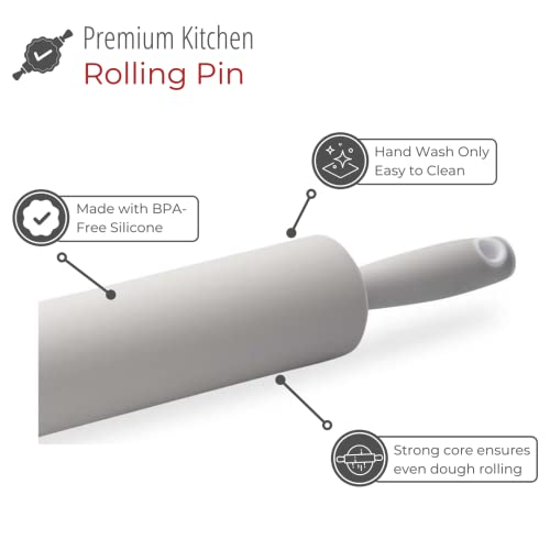 Husmait Silicone Rolling Pin - Premium Kitchen Baking Pin For Rolling And Baking - Great For Making Dough, Bread And Pizza #TOP3