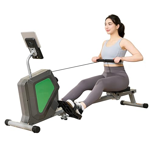 Image of Magnetic Rowing Machine, Quiet Foldable Rower with 8-Level Resistance, LCD Monitor & Tablet Holder, Full-Body Low-Impact Cardio Equipment, Optional 2-in-1 Strength Training