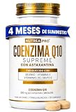 Coenzima Q10 200mg Fórmula Supreme con astaxantina natural pura, Vitaminas B2, B6, B12, Vitamina E y Selenio | 120 Cpr (4 Meses) | Q10 coenzima NUTREA PRO®