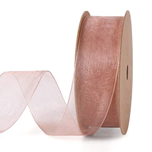 Laribbons 1 Inch Sheer Organza Ribbon - 25 Yards For Gift Wrapping, Bouquet Wrapping, Decoration, Craft - Rose #TOP2