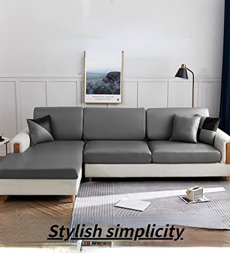 Sofa Slipcover Faux Leather Sofa Cover Water-Proof Oil-Proof And Scratch-Proof Couch Cover Furniture Protector For Sectional Sofa (Gray,L) #TOP4