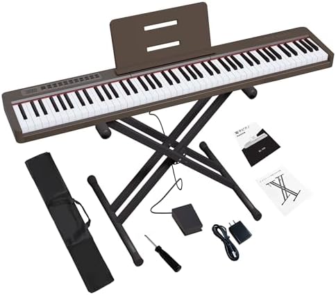 Amazon | KIMFBAY 電子ピアノ88鍵盤 ポータブルスタンド ペダル付き 