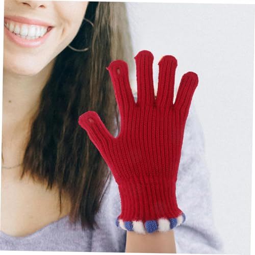 1pair Warm Cozy Knitted Gloves for Women Open Touchscreen Compatible Full Finger Stretchy Design for Outdoor Activities for Cycling and Running4