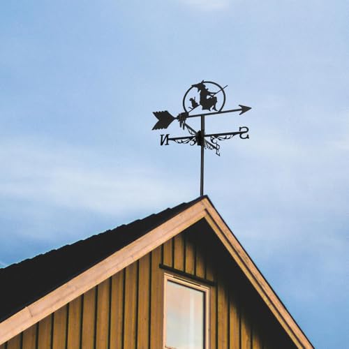 Veleta de hierro negro de alta calidad HOMSFOU con indicador de viento artístico y retro 7