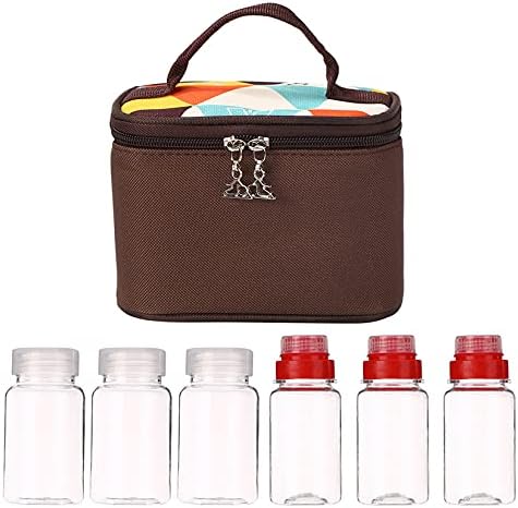 RoseFlower Outdoor Seasoning Bottle Set, Portable Spice Jars Set - Set of 7pcs Plastic Spice Jars with Lids, Measuring Spoon & Organiser Bag - 100/180ml - for Travel Camping Hiking BBQ Picnic
