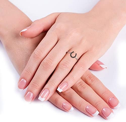 Miniatura 3 de Elige tu color de plata de ley 925, anillo de la suerte con piedras preciosas de herradura, solitario, joyería única, uso diario, fiesta, uso