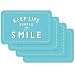 Produktbild Venilia Tischset Platzset für Esszimmer Hellblau mit Spruch 'Keep Life Simple and Smile', 4er Set abwischbar Polypropylen, lebensmittelecht 45 x 30 cm, 4 Stück, 59072