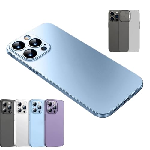 0.2mm 超薄型マットケース iPhone 用、超薄型ソフト PC マットケース iPhone 用、フレームレス超薄型マット透明ケース iPhone 用、ソフトシリコン電話ケース、iPhone 16/15/14 pro Max 用落下防止(Blue,Fo