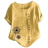 Blusa De Mujer Blusa Elegante con Cuello En V para Mujer. Camisa De Lino para Lino Y Algodón Verano Camisa Manga Corta Mangas 3/4 Manga Corta Negra. 2026 Chic Y Elegante Algodón