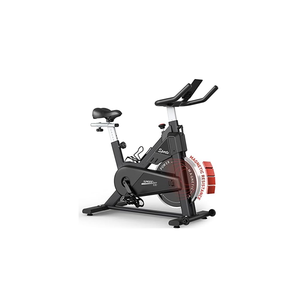 PASYOU Hometrainer, fiets met magnetische weerstand, fitnessfiets met riemaandrijving, lcd-monitor met tpm, iPad-houder, belastbaar tot 150 kg