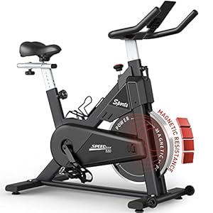 PASYOU Heimtrainer Fahrrad mit Magnetischer Widerstand, Fitnessbike Riemenantrieb, LCD Monitor mit RPM, IPad-Halterung Hometrainer 150 kg Belastbar Schwarz S30