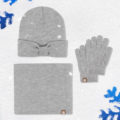 Conjunto de invierno para niño de 0 a 5 años con gorro de nudo y bufanda 3