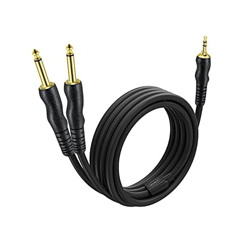 NUOSIYA 1/4 to 3.5mm Cable, 1/4 Male to 1/8 Male TS Bidirectional Audio Cable 10ft for Guitar, iPod, Laptop, Home Theater Devices, Speaker Cover