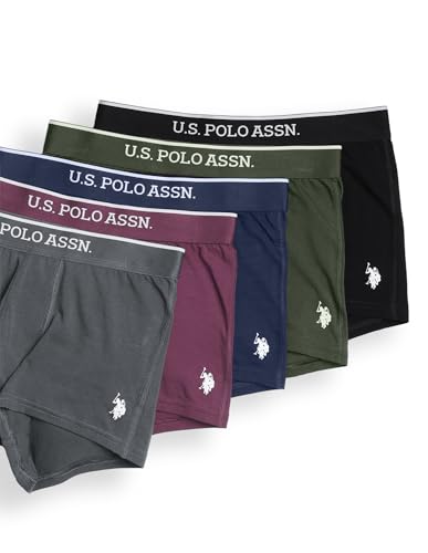 Image of U.S. Polo ASSN. Mens ET004 Anti Microbial Cotton Stretch Essential Underwear Trunk -Pack of 5