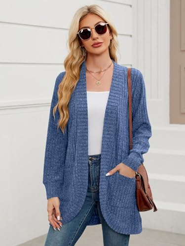 Image of BELAROI Women Plus Size Cardigan Sweater Fall Outfit | Open front long cardigan, lightweight sweater, versatile layering tops for fall winter, daily wear, outdoor, office clothes