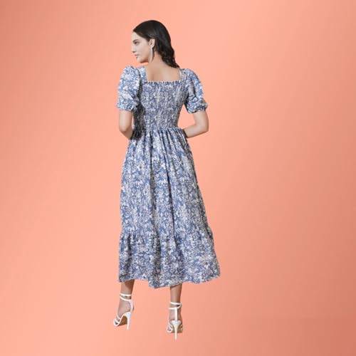 Image of Femvy Women's Polyester Fit and Flare Knee-Length Dress