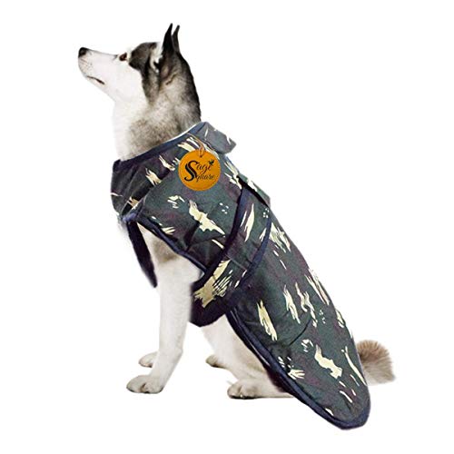 Image of Sage Square Camouflage /Army Winter Coat for Dogs - Windproof Jacket, Insulated, Warm for Cold Weather, Adjustable Fit, Comfortable Design for Indoor & Outdoor (Small - 12 Inches, Camouflage)