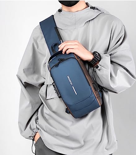 Image of ARURA (LABEL) Multifunction Anti-theft Shoulder Bag Crossbody Bag Travel Sling Bag with USB Port and Code Lock Messenger Backpack Chest Bag for Male Female