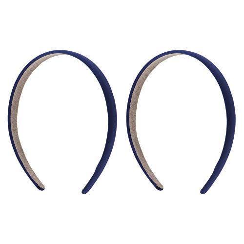 Quarter Inch Satin Headband - Set of 2-Navy