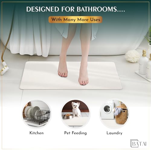 Extra Large Diatomaceous Earth Stone Bath Mat (31.5” x 19.7”) Beige XL by Batai - Used condition - Image 6