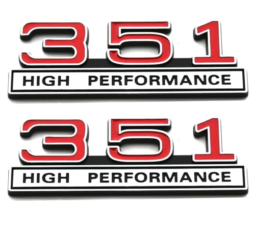 Image of 2pcs 351 5.8 Liter Engine High Performance Emblems Badge 3D Decals Stickers Cars Trucks (Chrome Red)