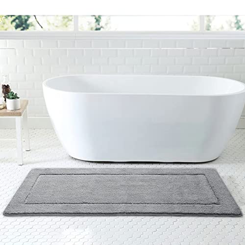 Homore Bathroom Rugs, 24  x48   Bath Runner, Ultra Soft and Absorbent Bathroom Rug Mat for Tub Shower, Shaggy Floor Carpets for Door Hallway, Machine Wash Dry, Light Gray