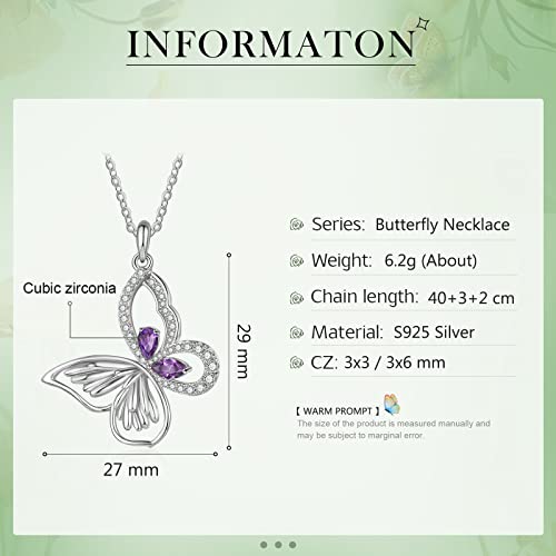 HappyGemDay Sterling Silver Butterfly Necklaces for Women,Silver Chain Dainty Pendant Necklace,Valentines Birthday Christmas Gifts Silver Jewelry for Mom,Wife,Daughter - Image 4