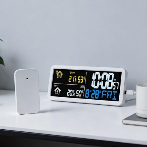 Reloj digital LCD para oficina en casa con temperatura 8