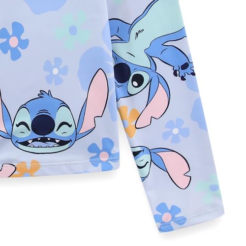 Image of Disney Minnie Mouse Stitch Girls UPF 50+ Long Sleeve Rash Guard and Bikini 2-Piece Swimsuit Set for Toddler to Big Kids