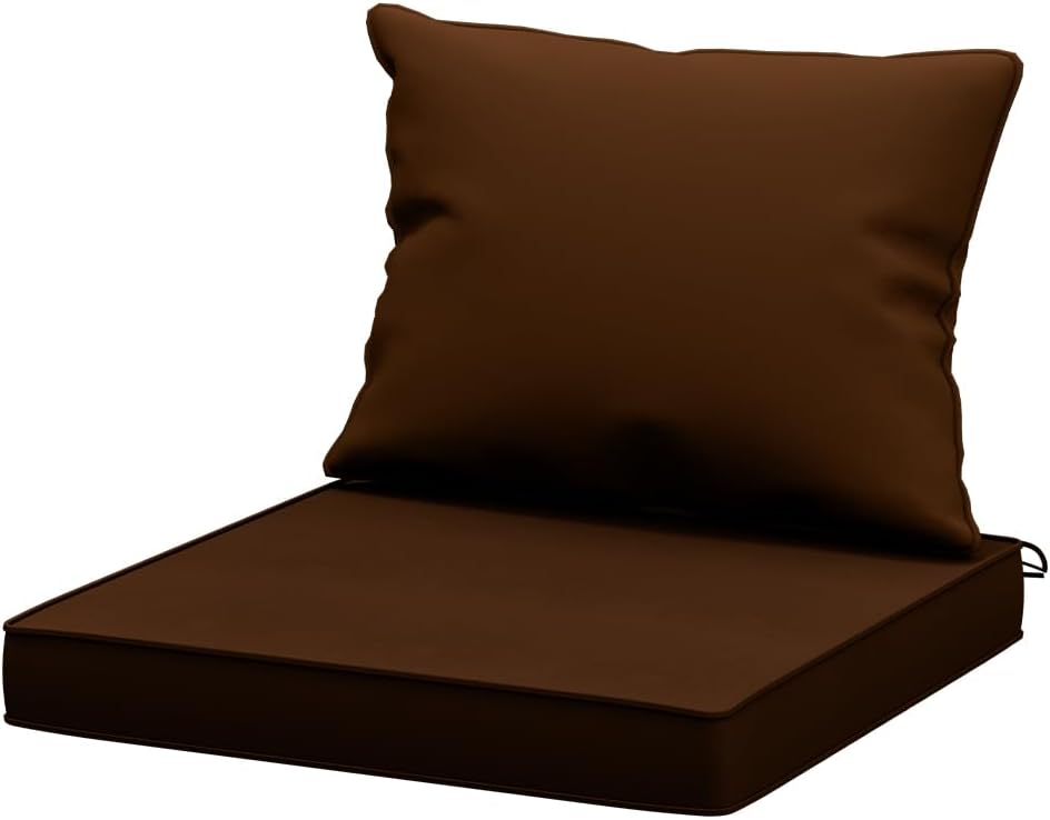 Outdoor Chair Cushions, Waterproof High Back Patio Cushion Set, 19x19 Inch Deep Seat Cushions for Patio Furniture, Washable Outdoor Pillows with Non-Slip Ties (Brown, 19x19inches)