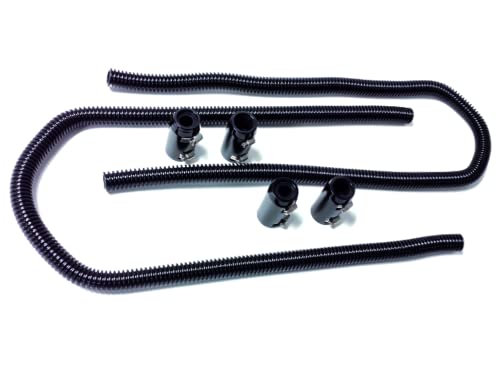 Pirate Mfg 44" Black Stainless Steel Heater Hose Kit W/Black Aluminum End Caps #TOP1