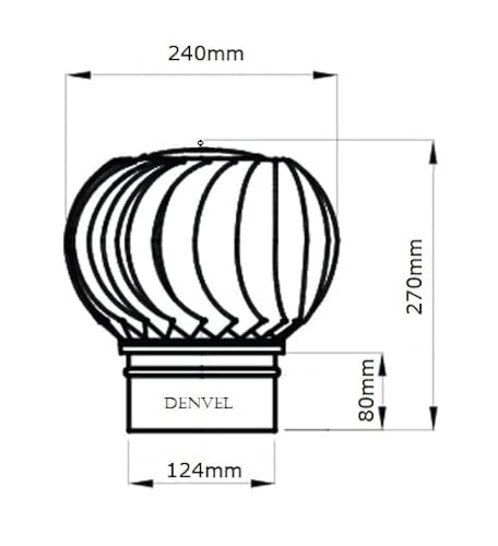 Miniatura 2 de Denvel 120 Mm Cubierta De Chimenea Giratoria De Acero Inoxidable Sombrerete Extractor De Humos Eólico, Tapa Rotante Para Chimeneas Y Tubos De Ventilación