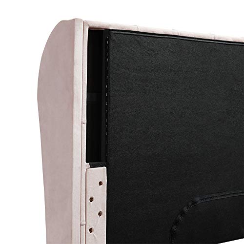 Lillian August Modern Wingback Upholstered Headboard With Diamond-Tufting, Soft Fabric Bedroom Accent Furniture, Queen, Orchid Pink #TOP6